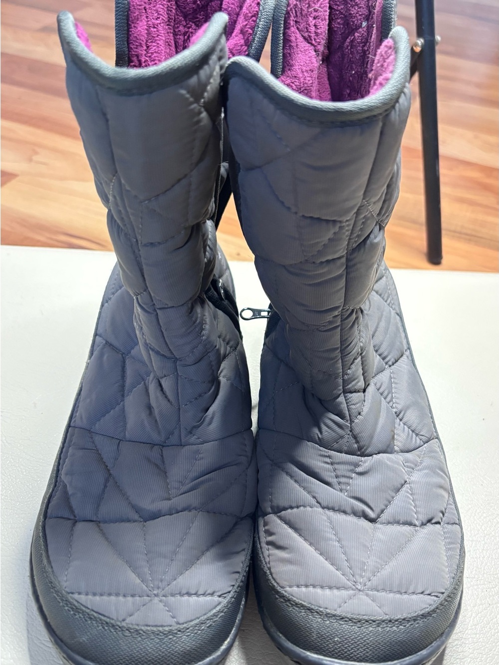 Columbia Women's Gray Quilted Winter Boots - Soft Purple Lining